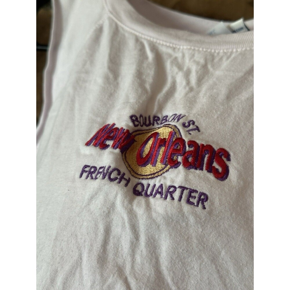 VTG 90s/Y2K New Orleans Baby Tee Womens Sz S Project E USA Made Pink Tank Fitted - Picture 4 of 7